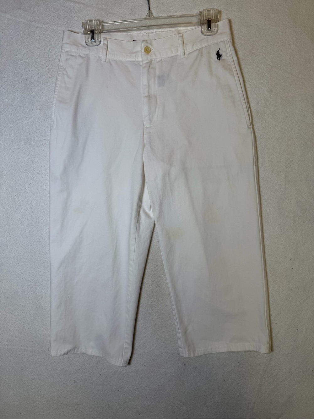 VTG Ralph Lauren Sport White Cropped Capri Pants Wide Leg Twill Women’s 8